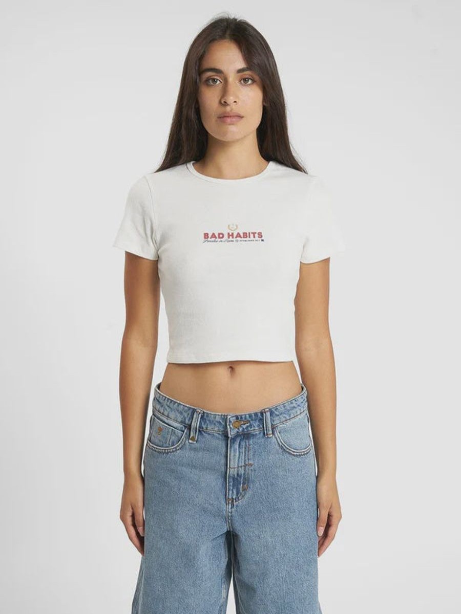 Women THRILLS Tees | Thrills Royal Habits Baby Tee- Dirty White