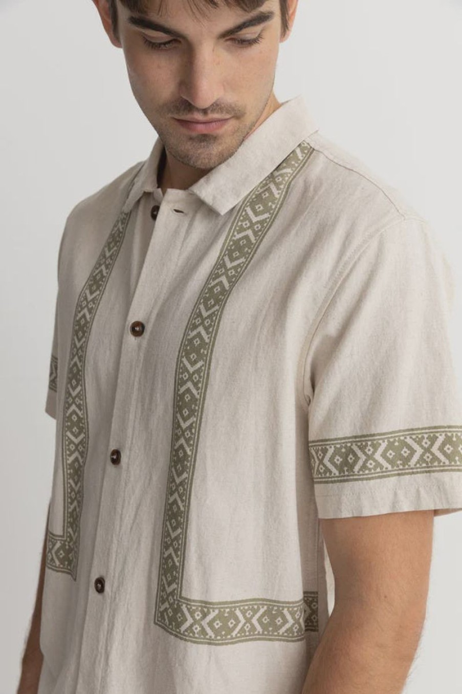 Men Rhythm Shirts | Rhythm Border Ss Shirt- Natural