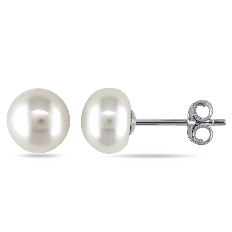 Women TJD Silver Jewellery | (Ps01-5) Rhodium Plated Sterling Silver Pearl Studs 5Mm