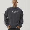 Men Afends Jumpers | Afends Thrown Out Recycled Crew Neck Jumper-Charcoal