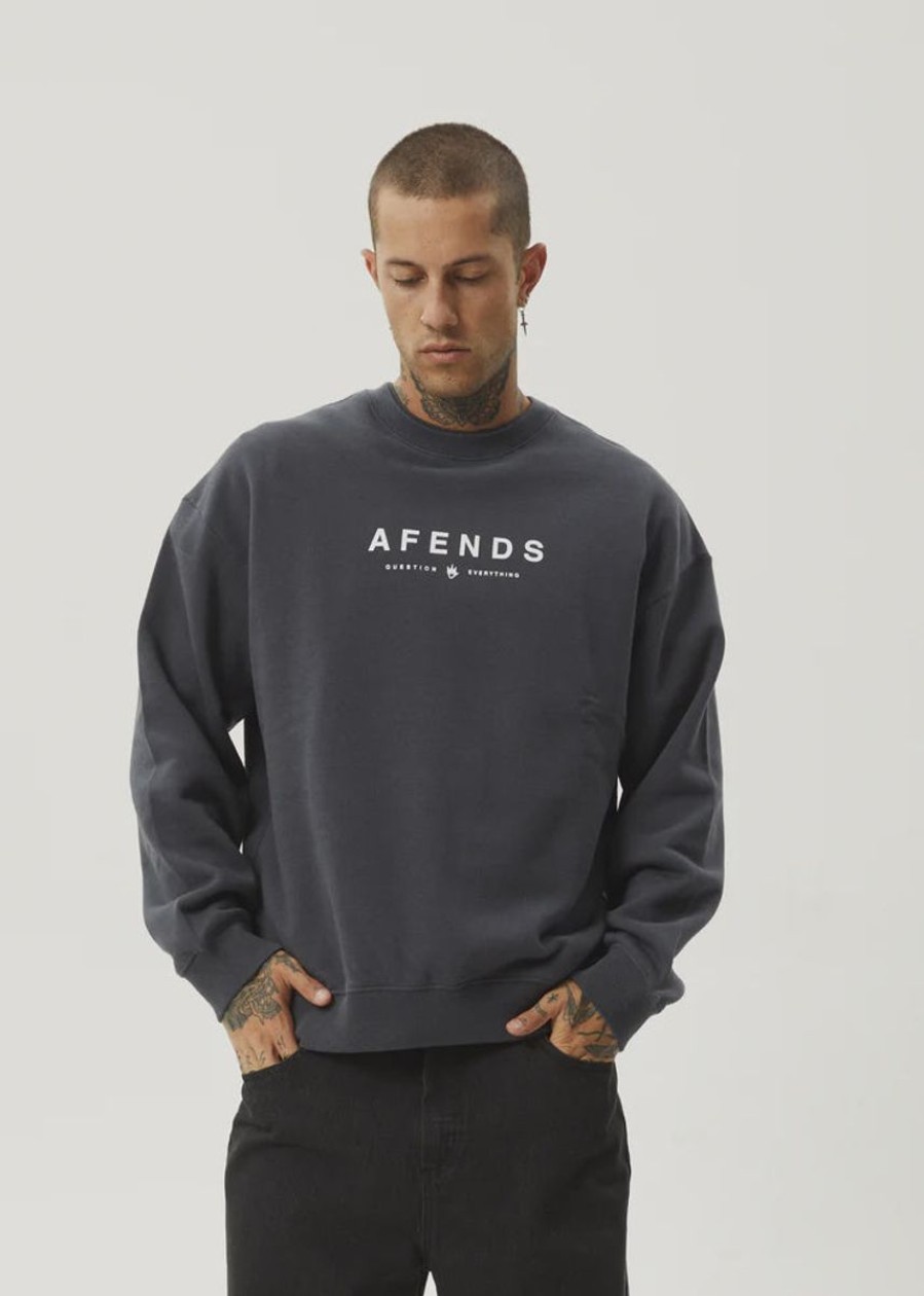 Men Afends Jumpers | Afends Thrown Out Recycled Crew Neck Jumper-Charcoal