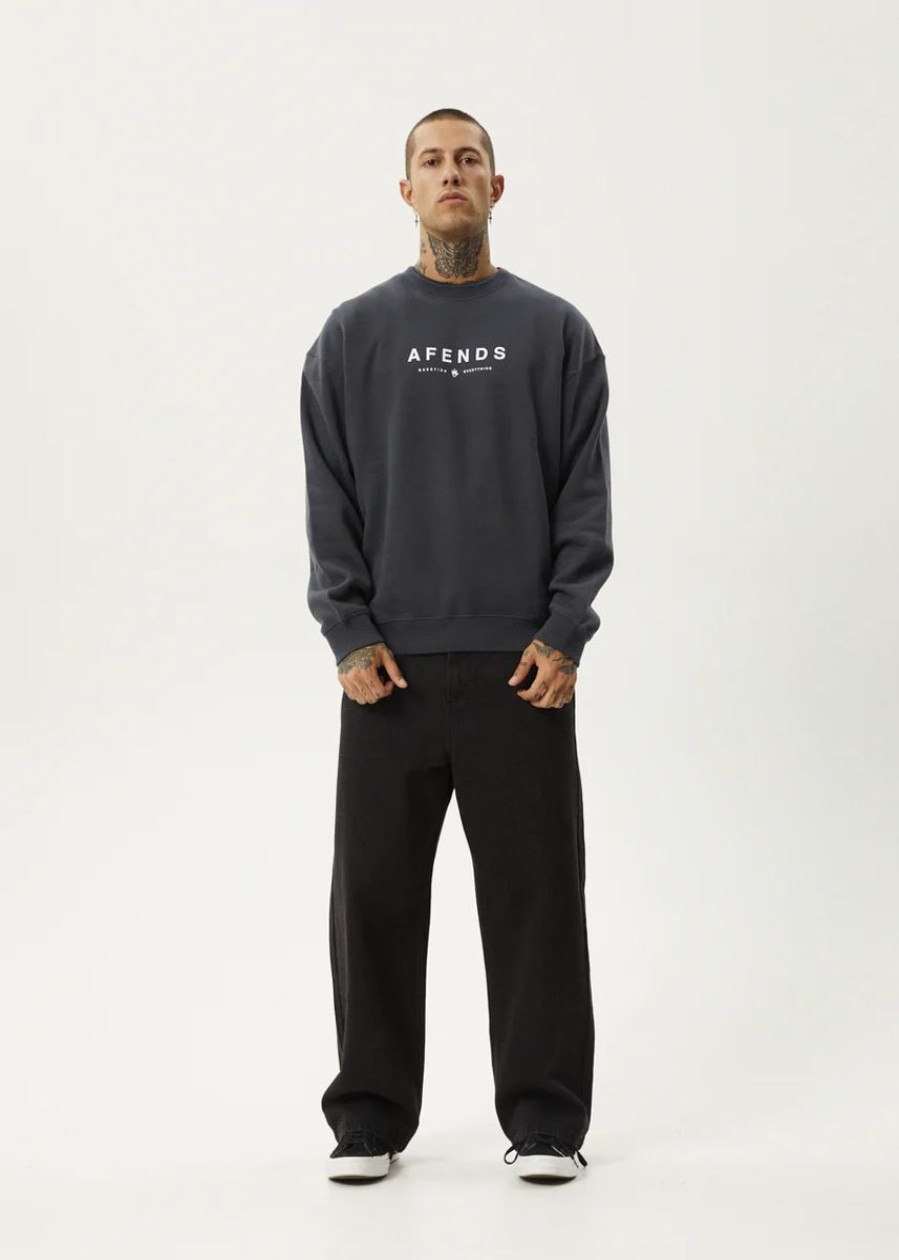 Men Afends Jumpers | Afends Thrown Out Recycled Crew Neck Jumper-Charcoal