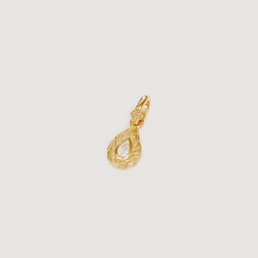 Women By Charlotte Jewellery | By Charlotte With Love Birthstone Annex Link Pendant-April/White Topaz-18K Gold Vermeil