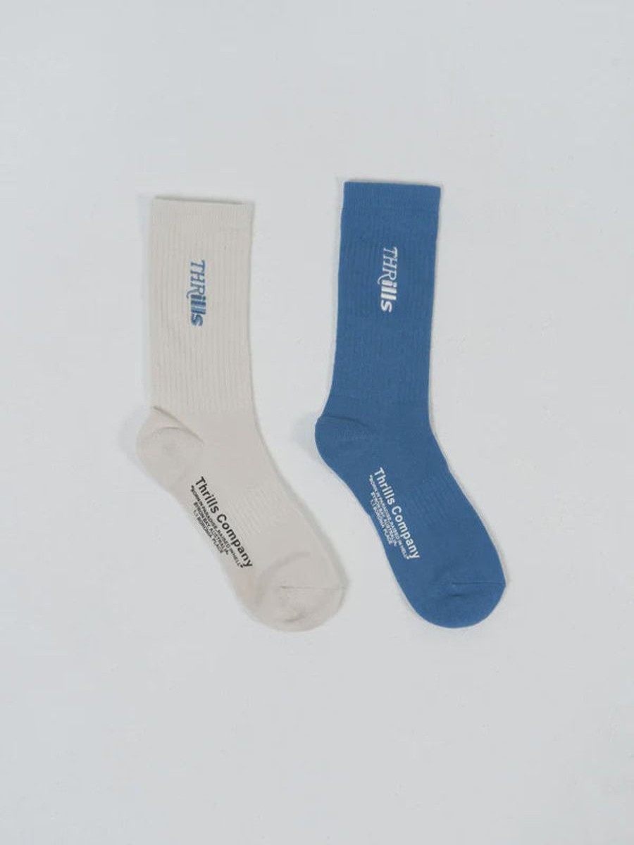 Women THRILLS Socks | Thrills Split Decision 2 Pack Socks- Heritage White- Alure Blue