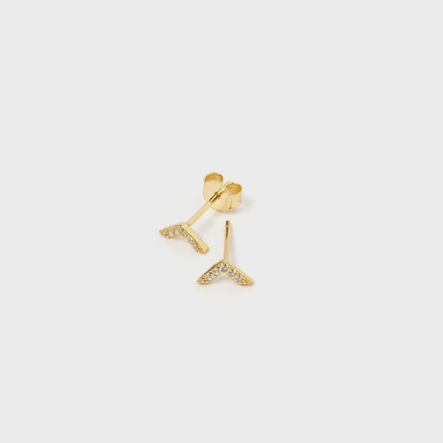 Women Arms Of Eve Jewellery | Arrow Gold And Zircon Stud Earrings