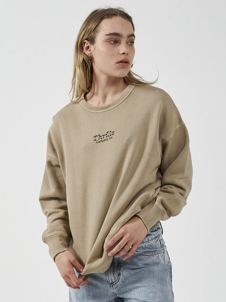 Women THRILLS Jumpers | Intuition Slouch Crew-Faded Khaki