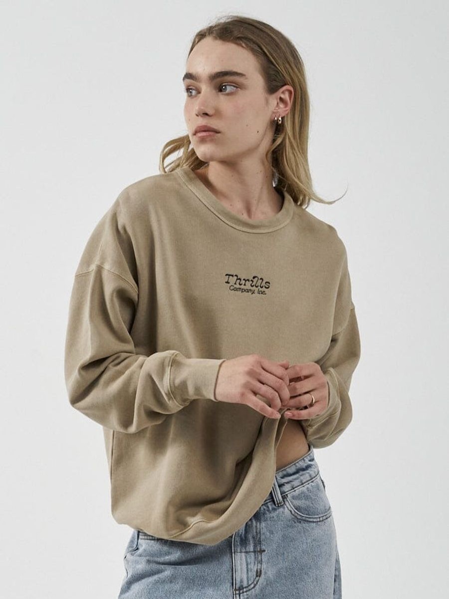 Women THRILLS Jumpers | Intuition Slouch Crew-Faded Khaki