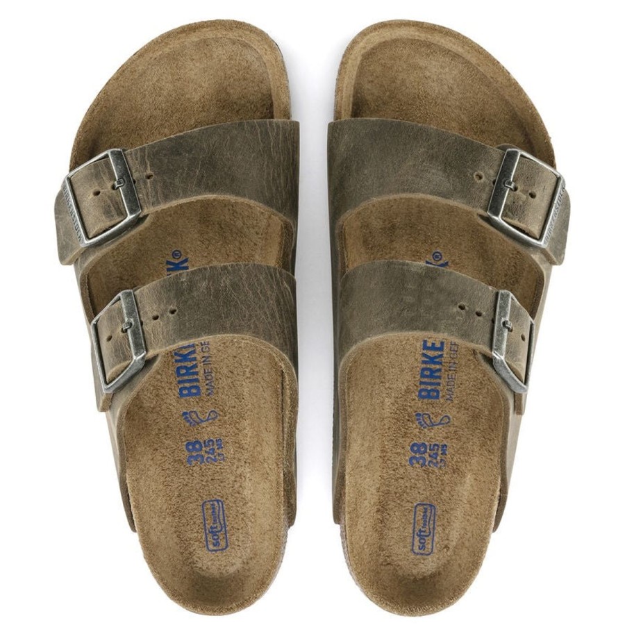 Footwear Birkenstock Arizona | Birkenstock Arizona Sfb Faded Khaki Oiled Leather Regular