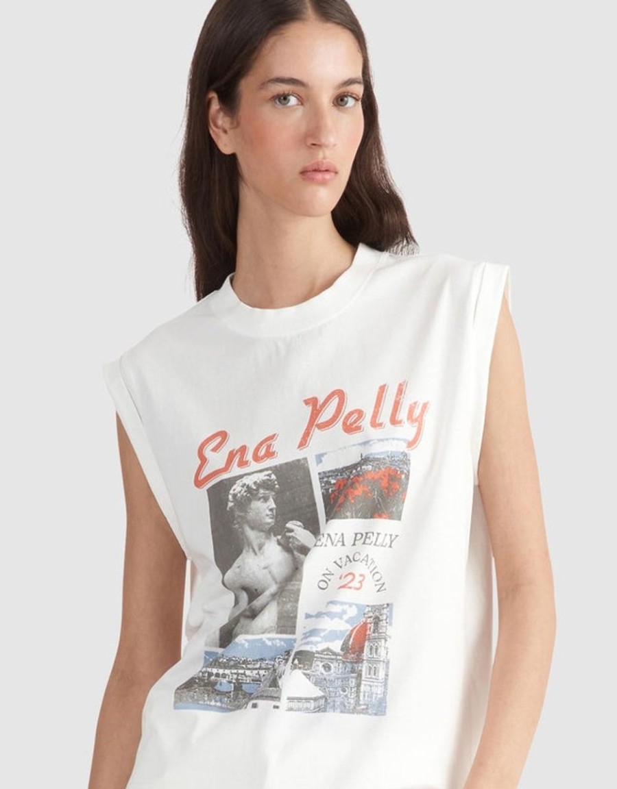 Women Ena Pelly Tops | Ena Pelly On Vacation Tank- Vintage White