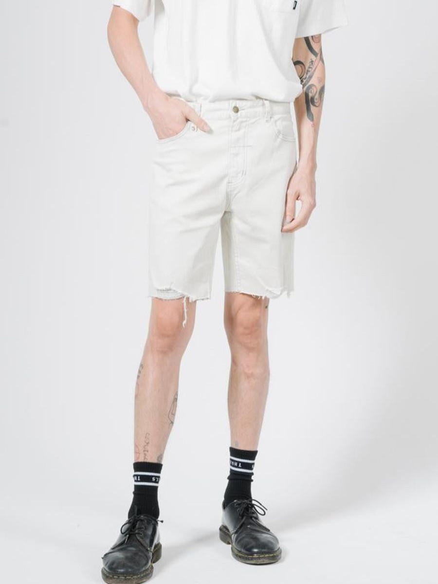 Men THRILLS Denim Shorts | Destroyed Bone Denim Short-Vintage Bone