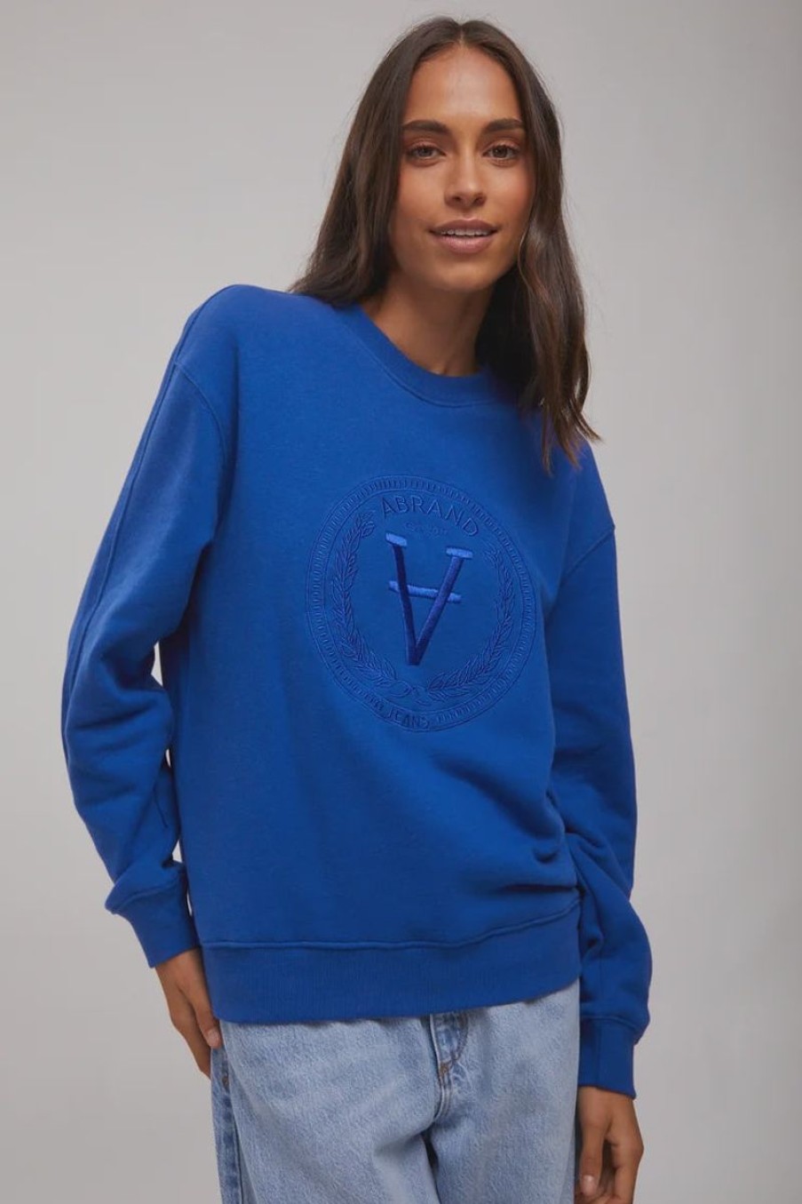 Women ABrand Jumpers | A 90S Sweat Collegiate Crest-Astral Blue