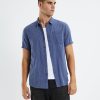 Men Rollas Shirts | Bon Micro Stripes Shirt-Blue