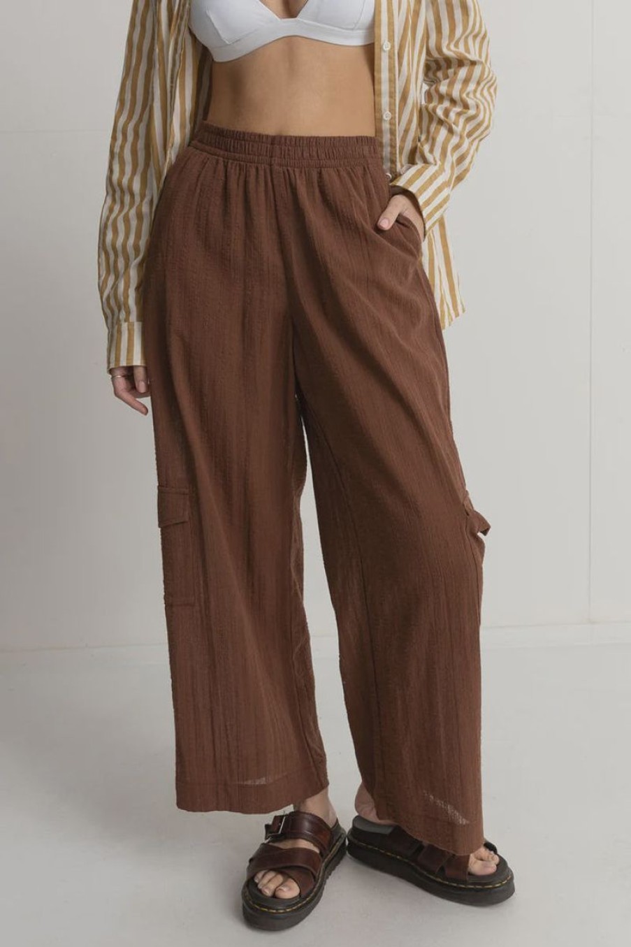 Women Rhythm Pants | Rhythm Amalfi Cargo Pant- Chocolate