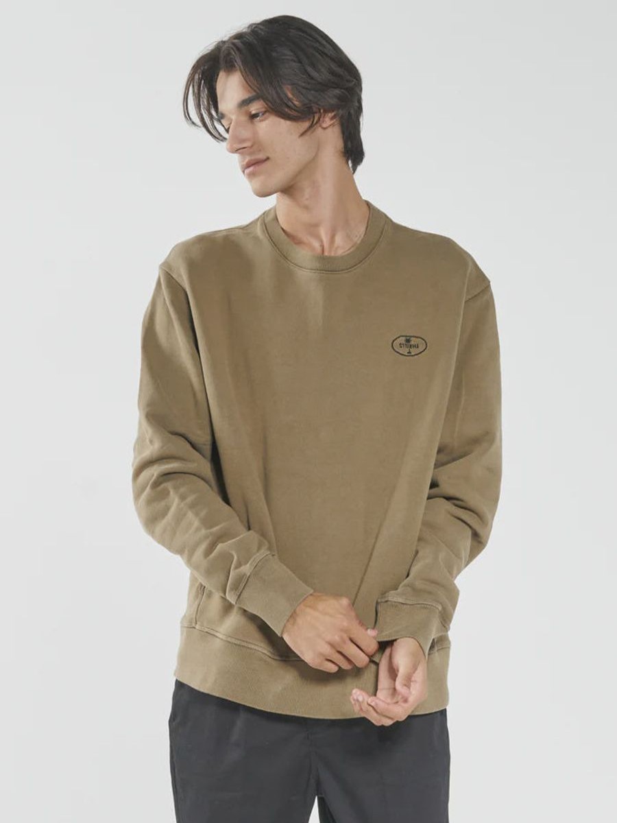 Men THRILLS Jumpers | Palm Oval Embro Oversize Crew-Elmwood