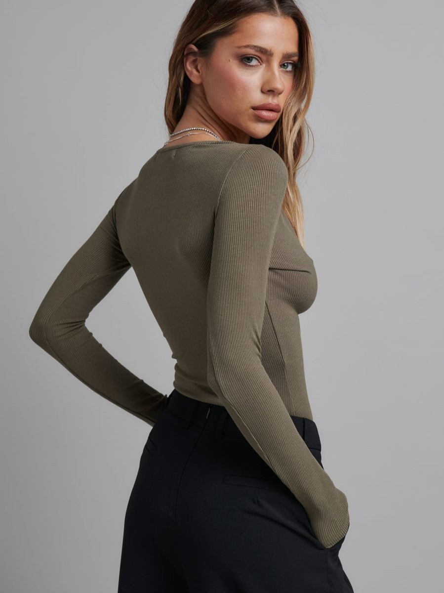 Women Bayse Tops | Bayse Lara Bodysuit-Khaki