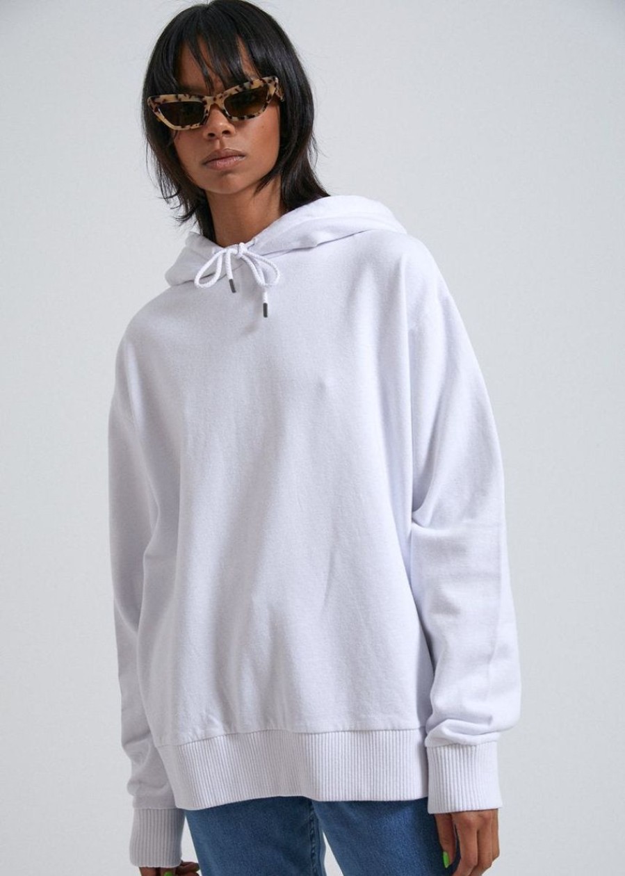 Men Afends Jumpers | Thc Unisex Hemp Oversized Pull On Hood- White