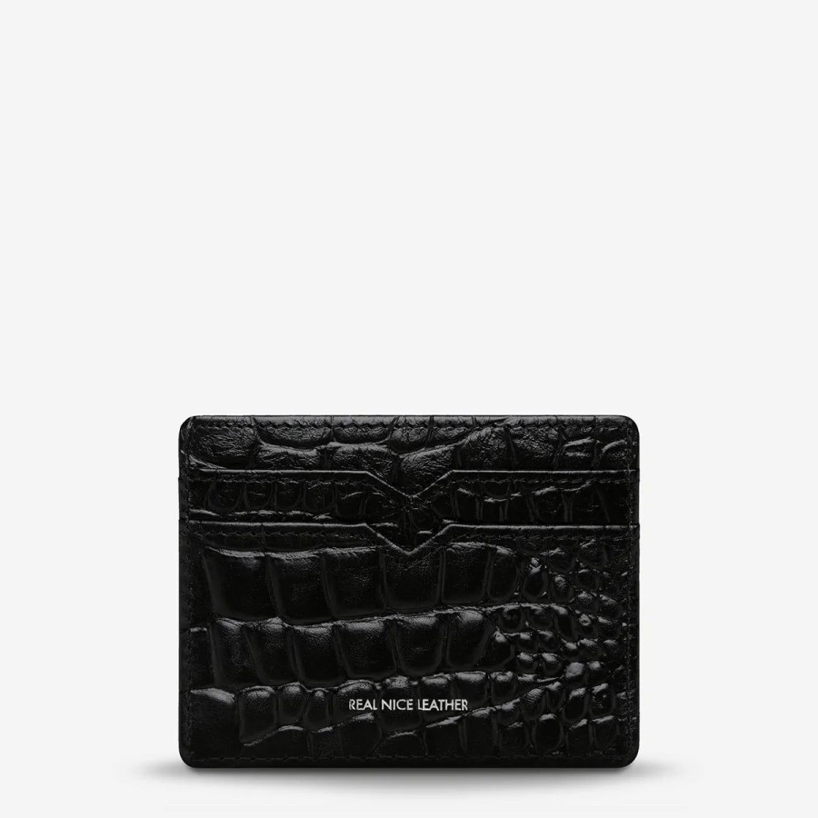 Women Status Anxiety Wallets & Pouches | Status Anxiety Together For Now Card Holder-Black Croc Emboss