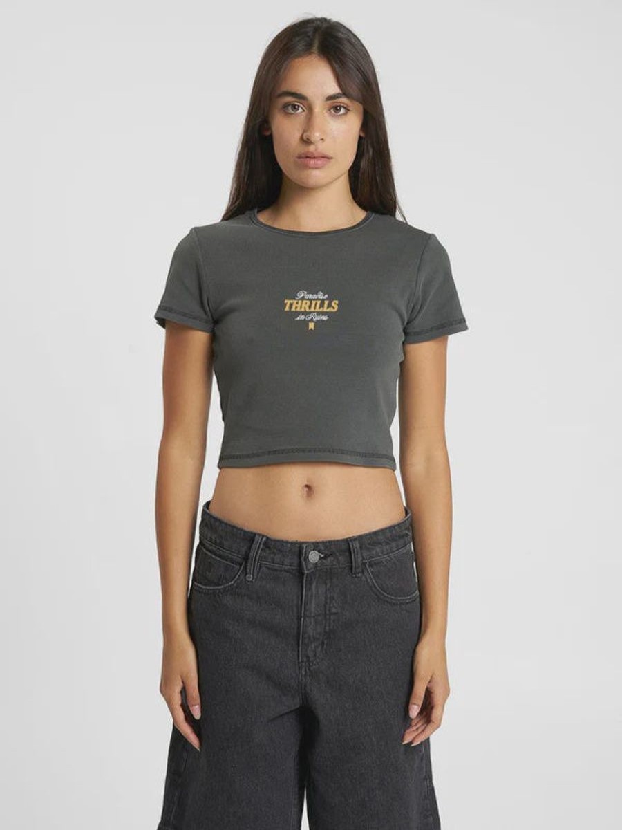 Women THRILLS Tees | Thrills Sessions Baby Tee- Merch Black