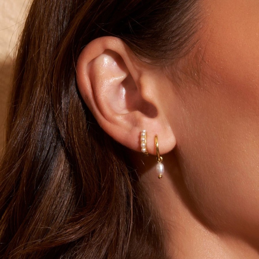 Women Arms Of Eve Jewellery | Arms Of Eve Cordelia Pearl Earrings- Gold