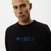 Men Afends Jumpers | Afends Melted Recycled Crew Neck Jumper-Black