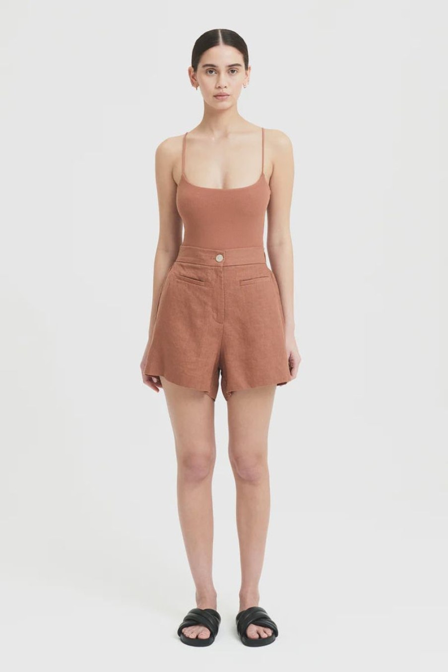 Women Nude Lucy Tops | Ixia Rib Bodysuit-Terracotta