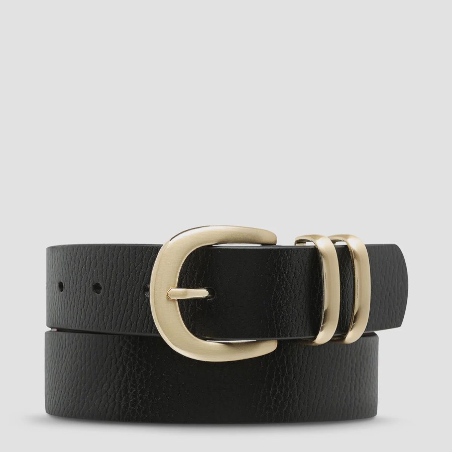 Women Status Anxiety Belts | Staus Anxiety Let It Be Belt-Black/Gold