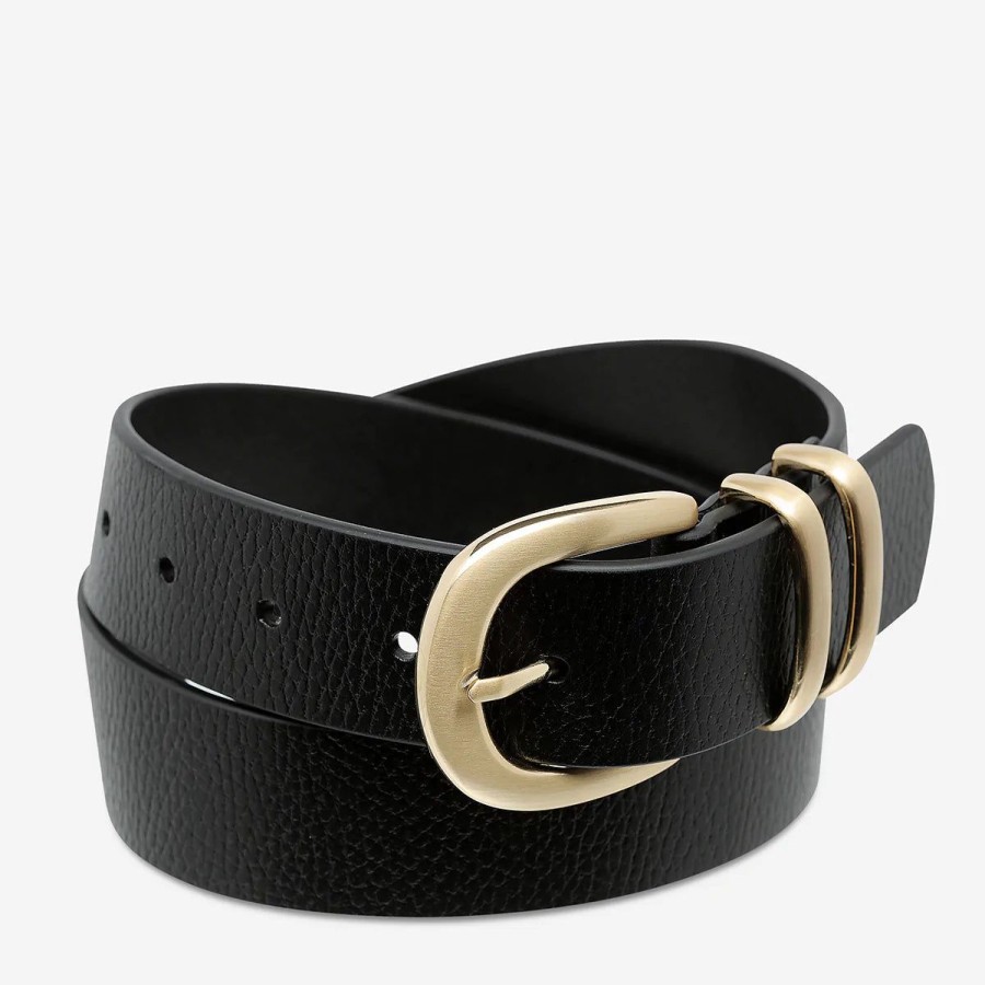 Women Status Anxiety Belts | Staus Anxiety Let It Be Belt-Black/Gold