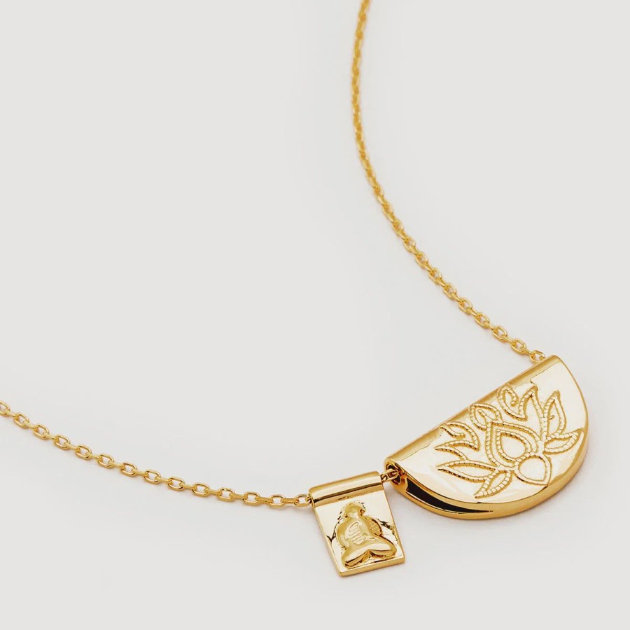 Women By Charlotte Jewellery | By Charlotte Lotus And Little Buddha Necklace-18K Gold Vermeil