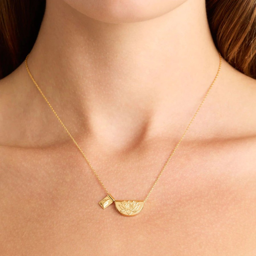 Women By Charlotte Jewellery | By Charlotte Lotus And Little Buddha Necklace-18K Gold Vermeil