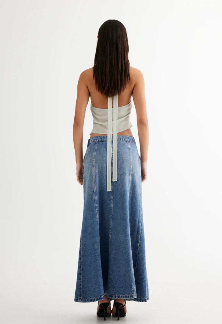 Women Lioness Denim Skirts | Lioness Wyoming Denim Skirt- Blue Denim