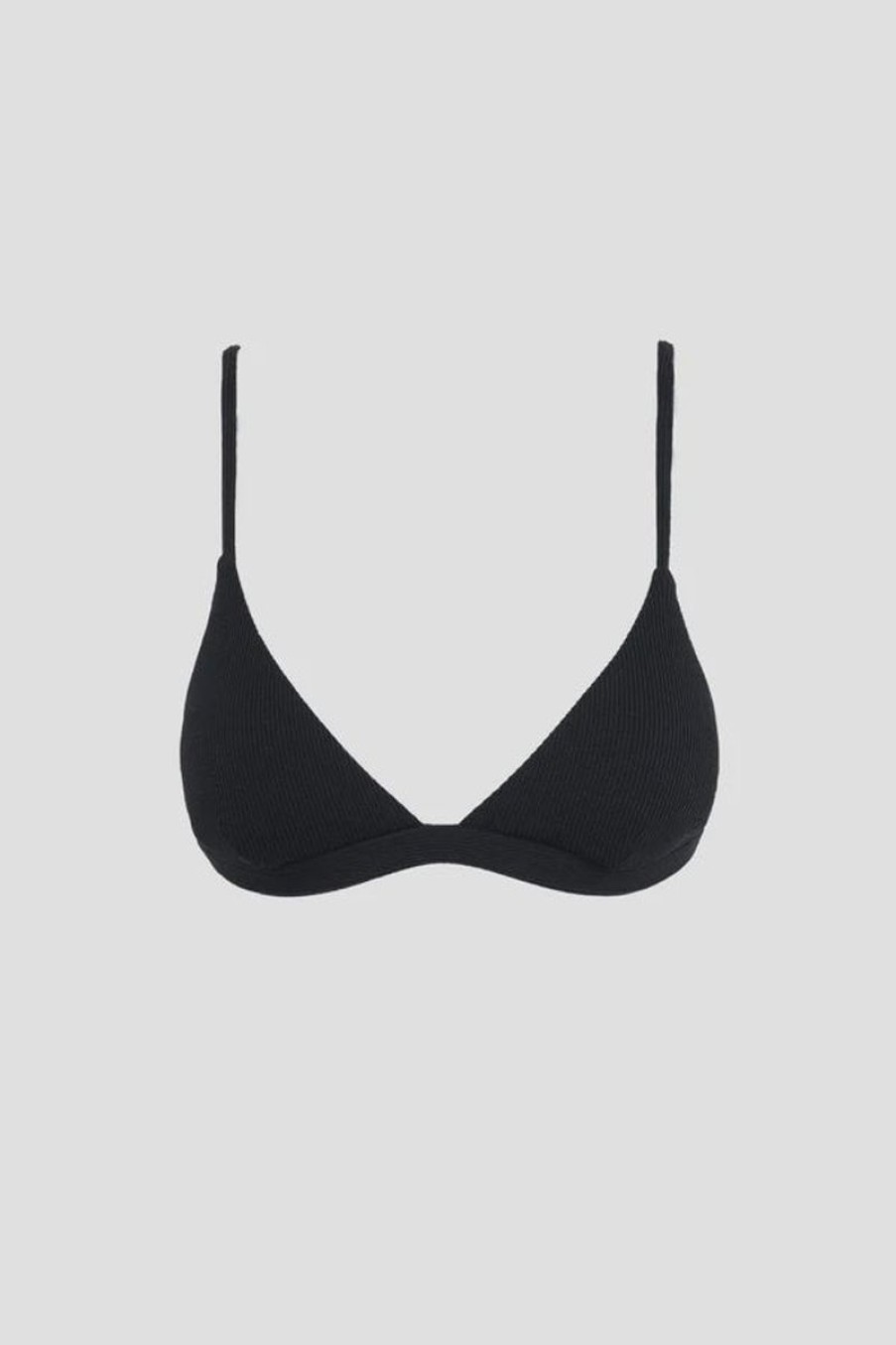 Women Rhythm Swimwear | Rhythm Isla Rib Eco Bralette Top-Black