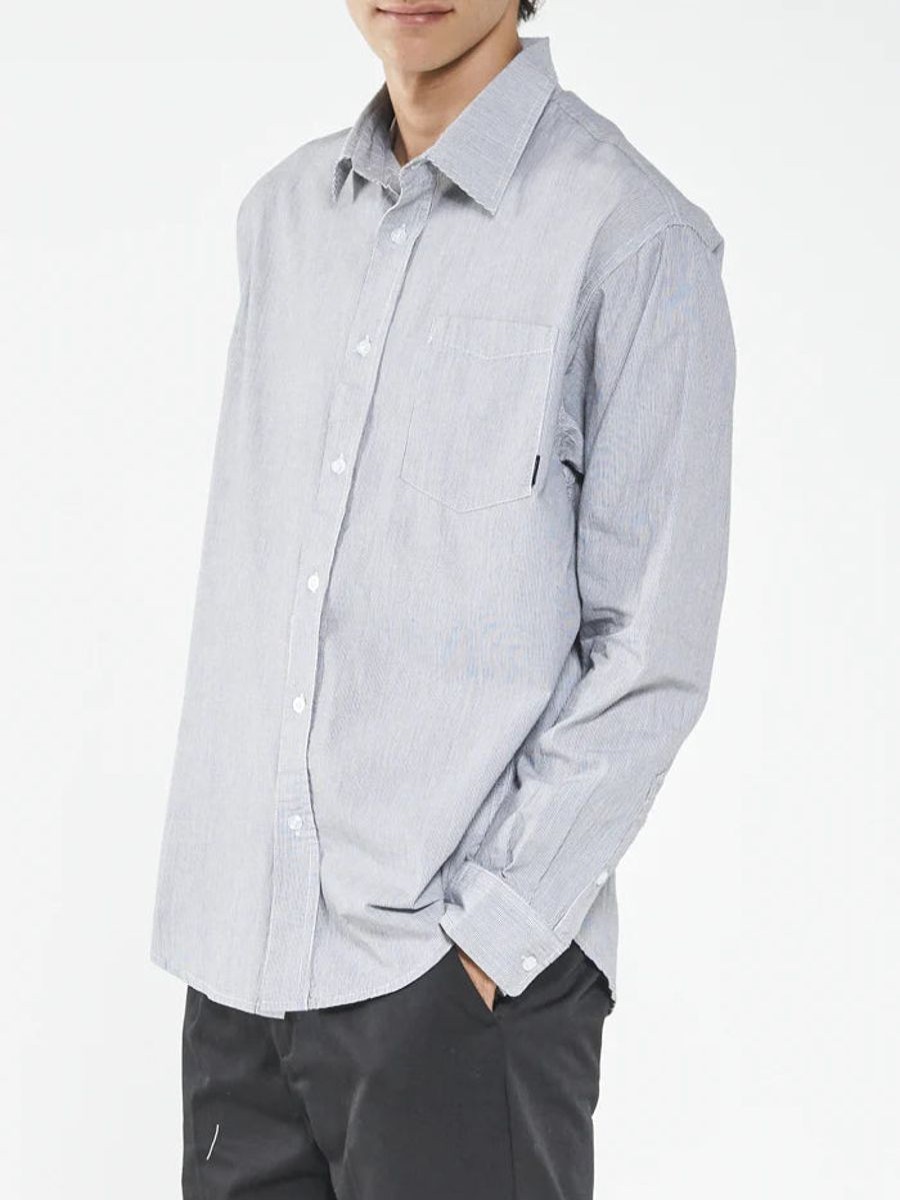 Men THRILLS Shirts | Occasions Long Sleeve Shirt-Black Stripe