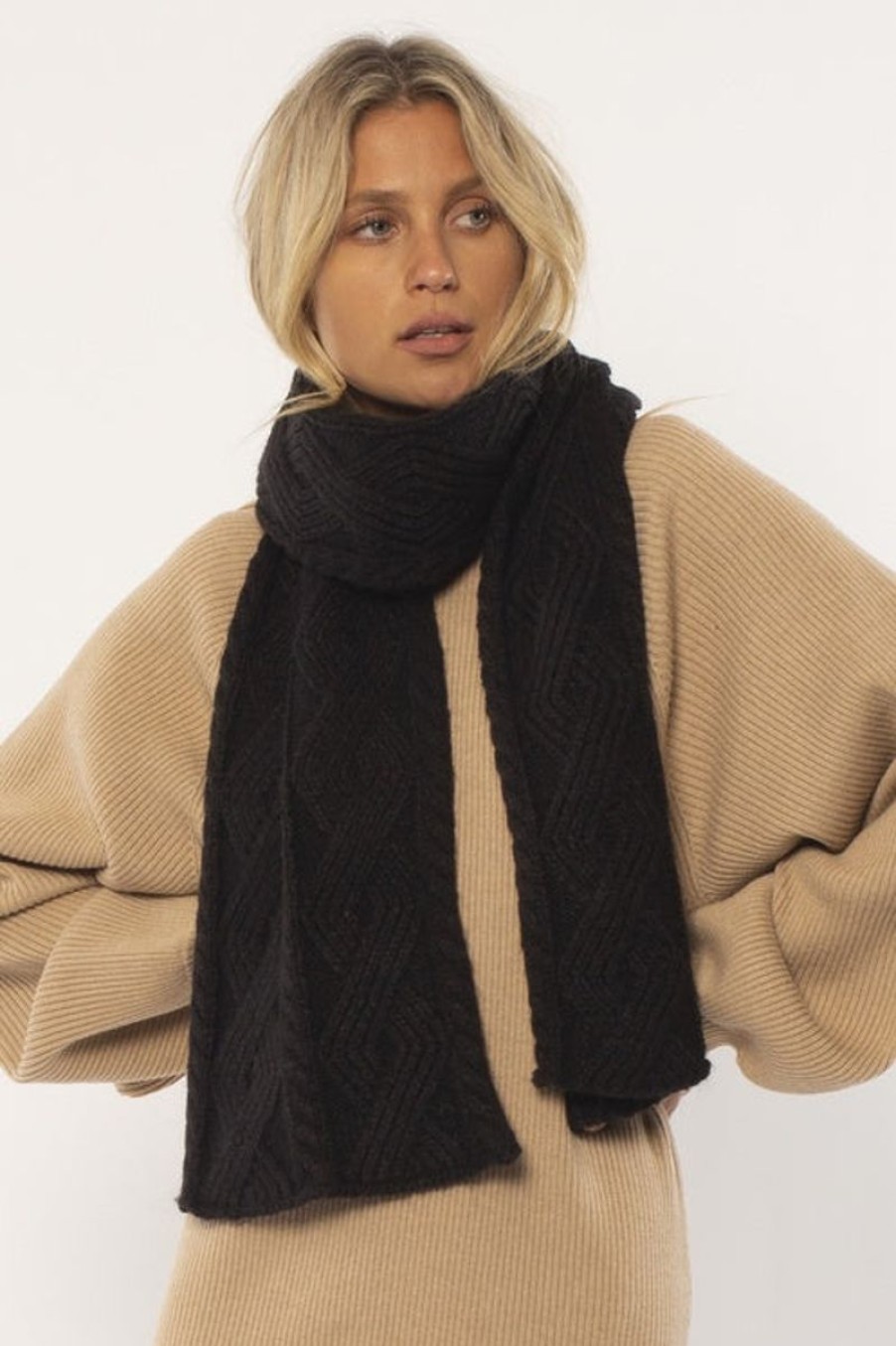 Women Amuse Society Scarves | Joan Knit Scarf-Black