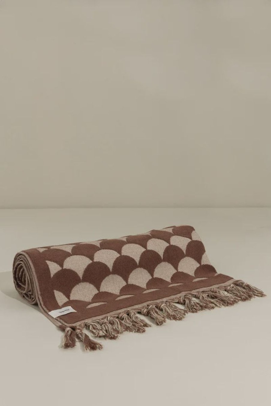 Women Rhythm Towels | Waves Beach Rug-Coconut Shell