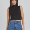 Women ABrand Tops | Abrand Heather Icon Mock Neck-Black