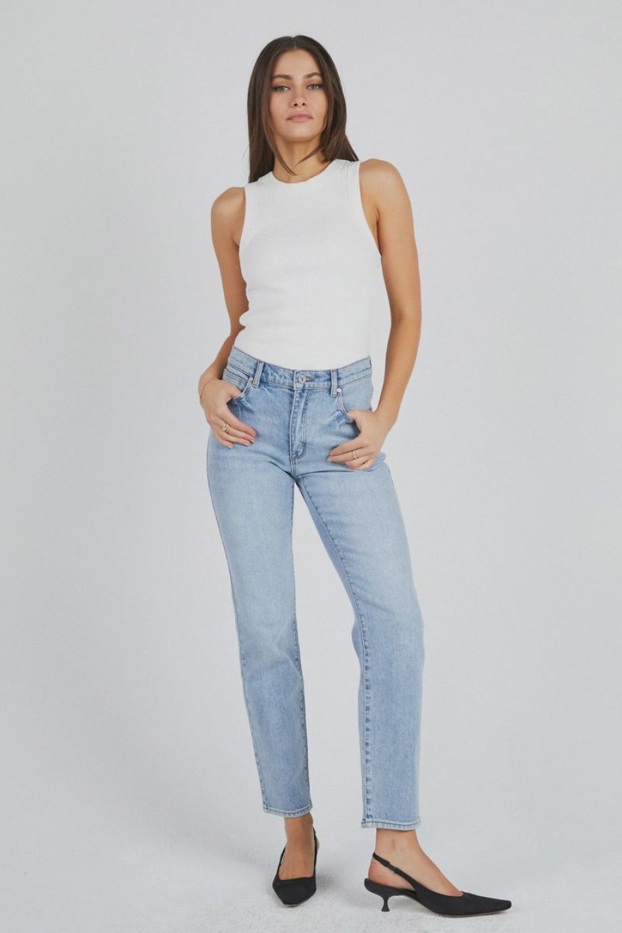 Women ABrand Jeans | Abrand 95 Stovepipe Jean-Enla-Light Vintage Blue