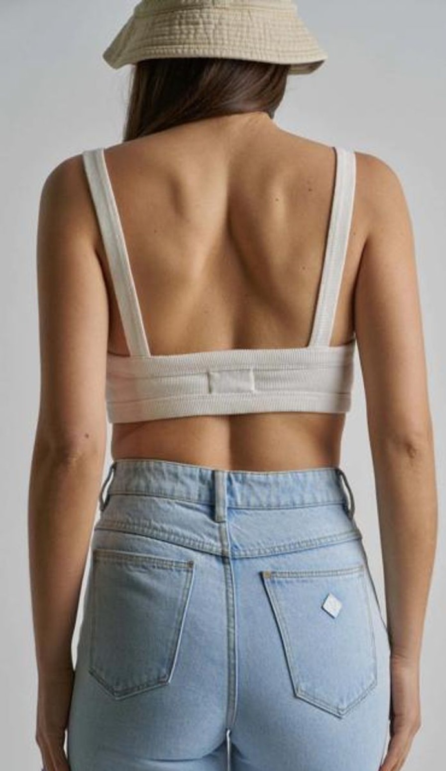 Women ABrand Tops | A Heather Crop-White Sand