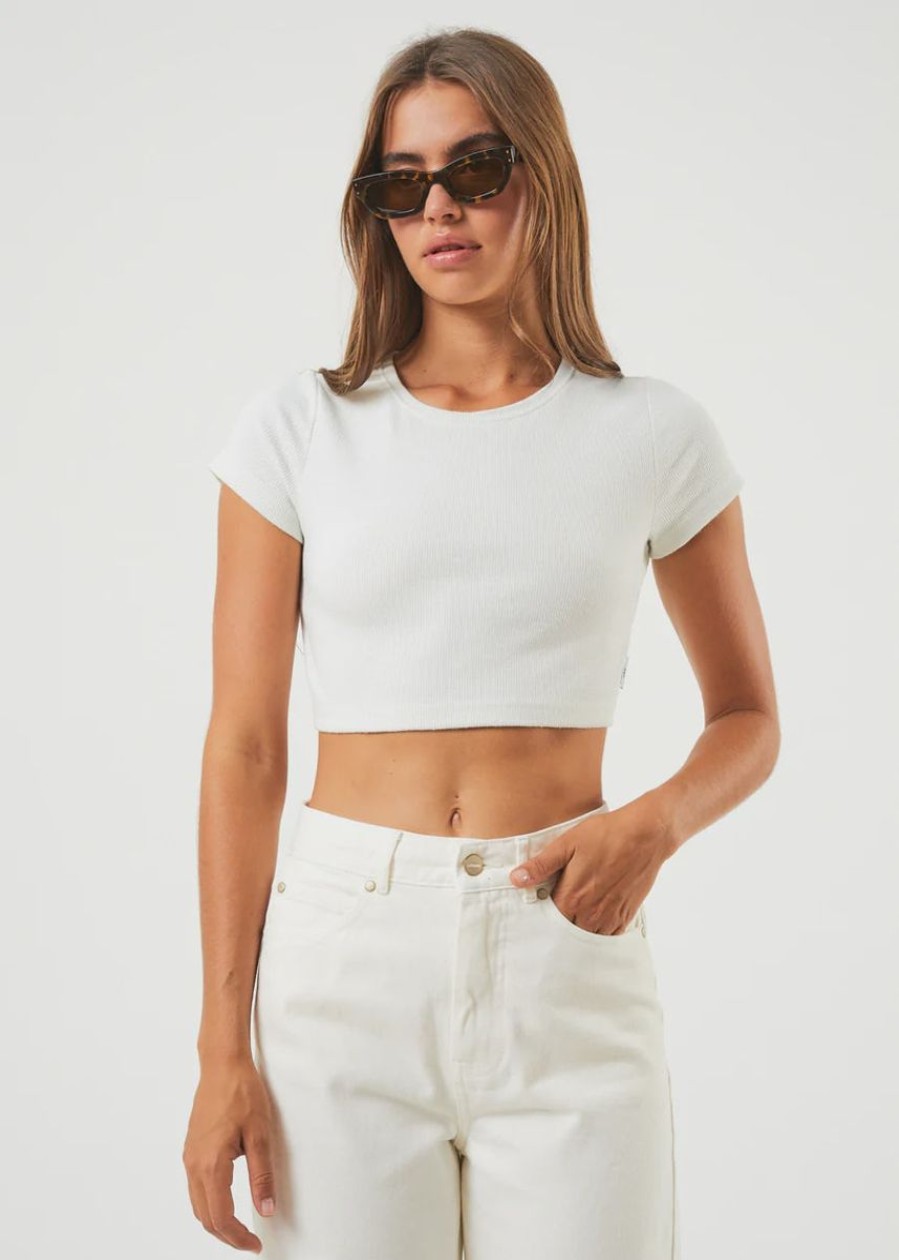 Women Afends Tees | Abbie Hemp Ribbed Cropped Tee-Off White