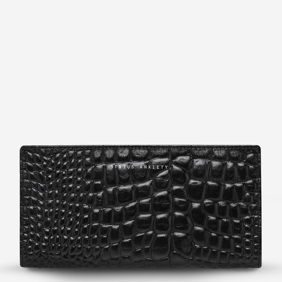 Women Status Anxiety Wallets & Pouches | Status Anxiety In The Beginning Wallet- Black Croc Emboss