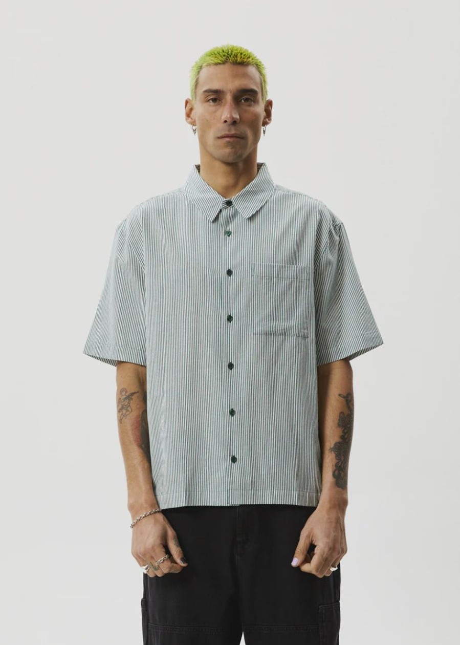 Men Afends Shirts | Afends Intergalactic Short Sleeve Shirt-Emerald