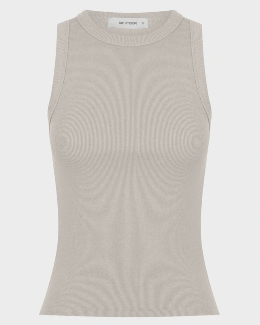 Women Jac+Mooki Tops | Rib Tank- Pumice Stone