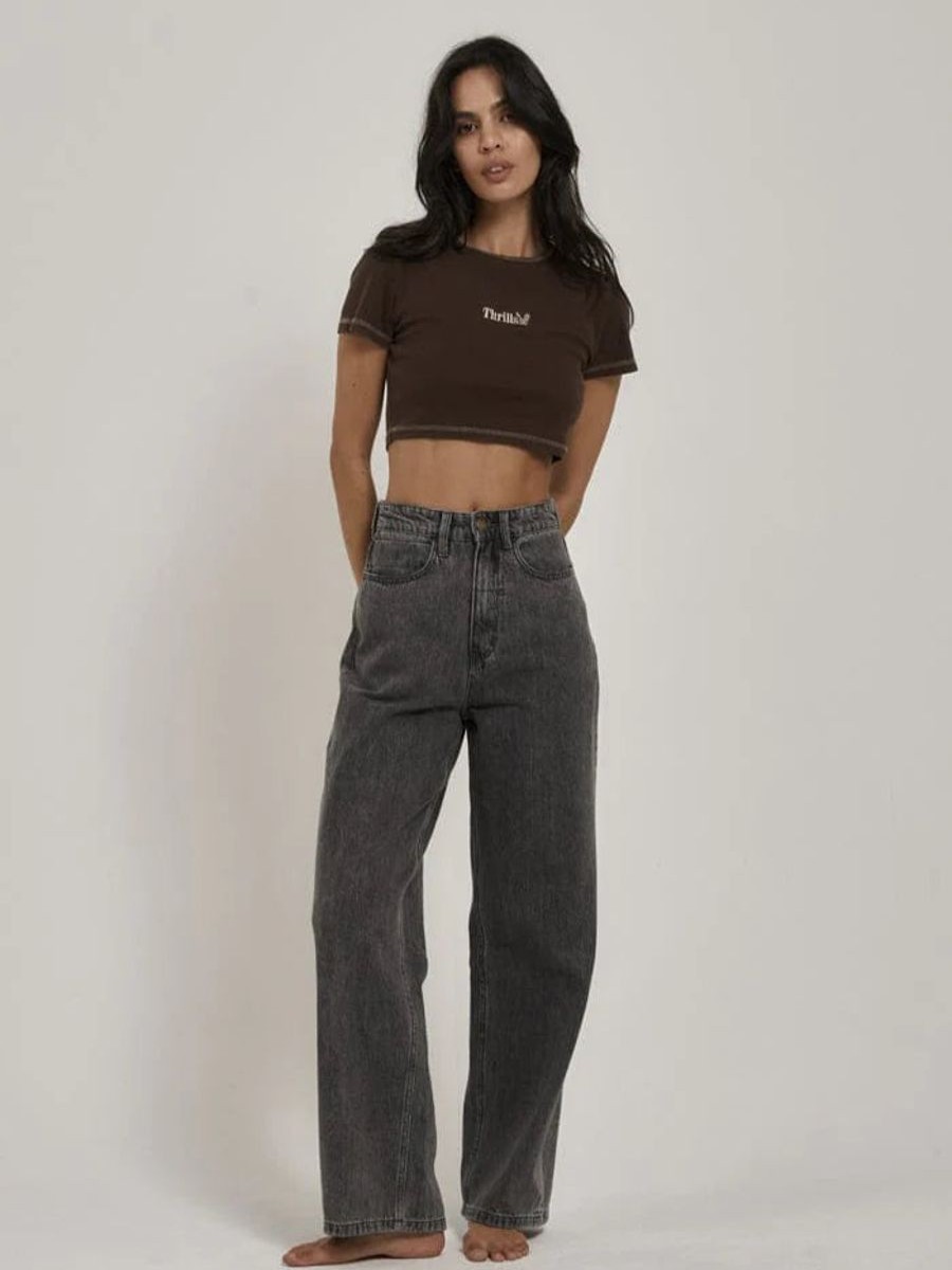 Women THRILLS Tees | Thrills Workwear Embro Crop Baby Tee-Umber