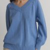 Women Rhythm Knits | Rhythm Moonstone Oversized V Neck Knit-Blue