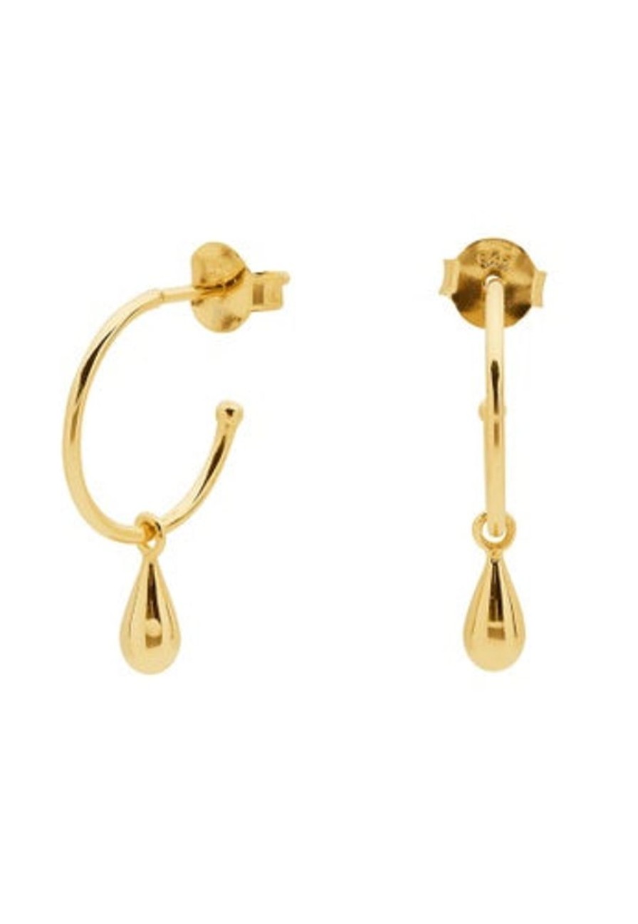 Women Pastiche Jewellery | Dew Drop Earrings- Yellow Gold