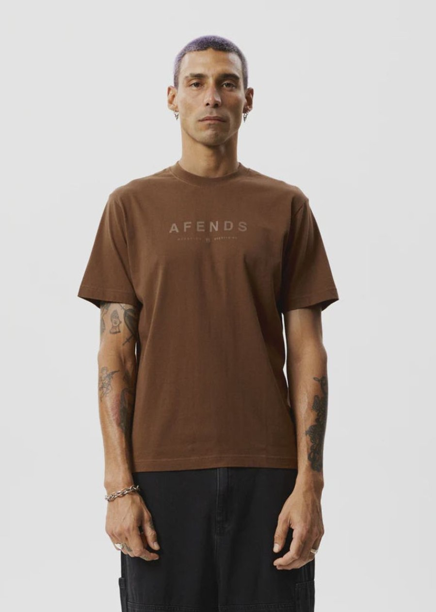 Men Afends Tees | Afends Thrown Out Graphic Retro T-Shirt- Coffee