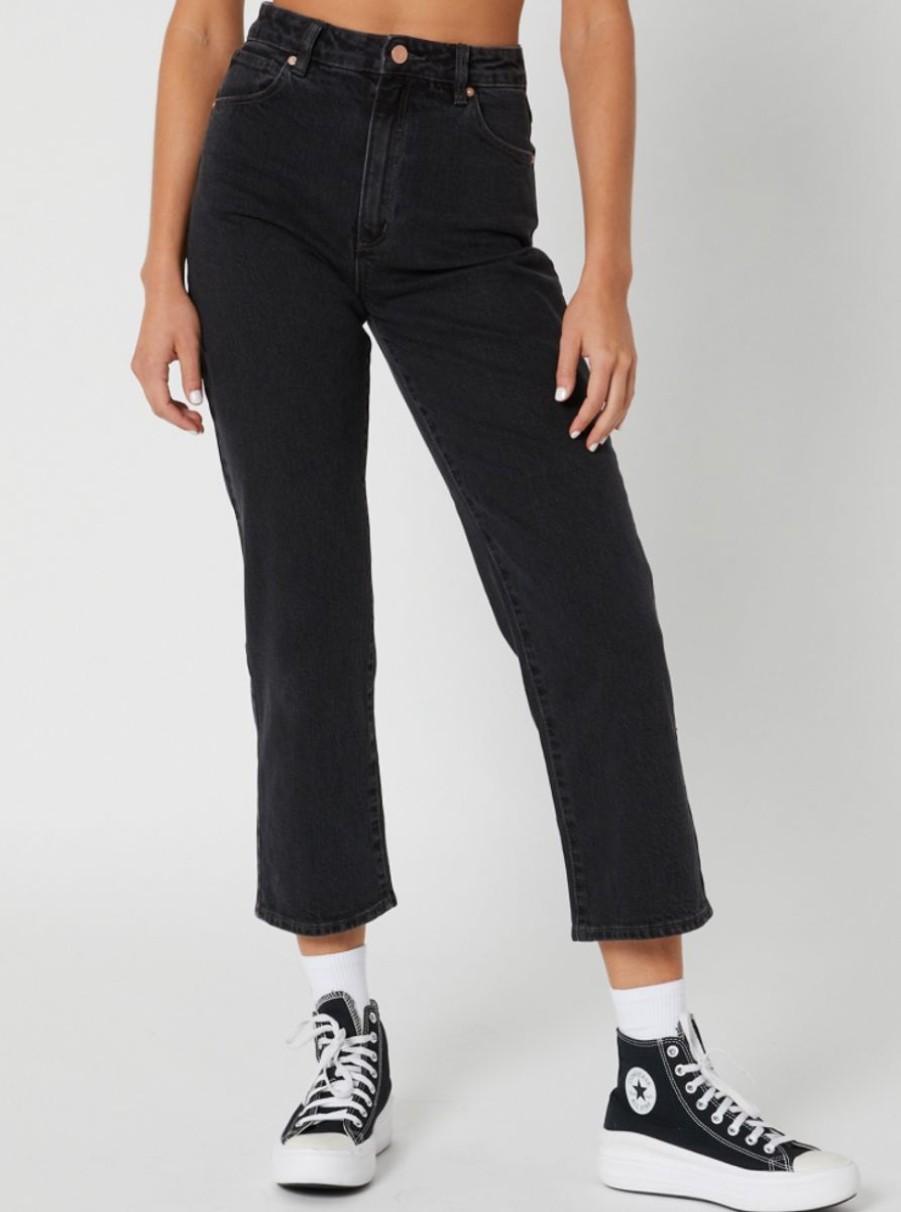 Women ABrand Jeans | Abrand A Venice Straight Jean-Portia Washed Black