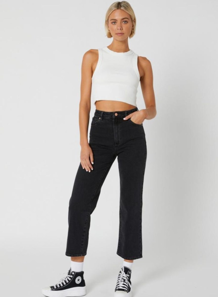 Women ABrand Jeans | Abrand A Venice Straight Jean-Portia Washed Black