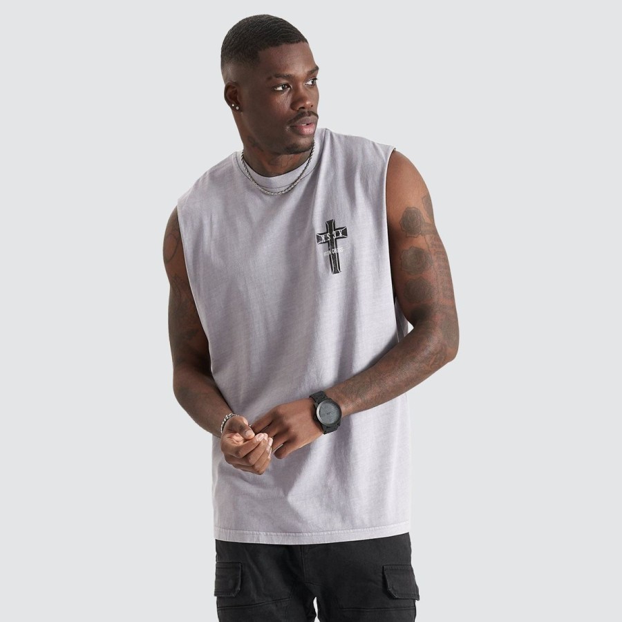 Men Kiss Chacey Tees | Kiss Chacey Mortals Relaxed Fit Muscle- Pigment Silver Sconce