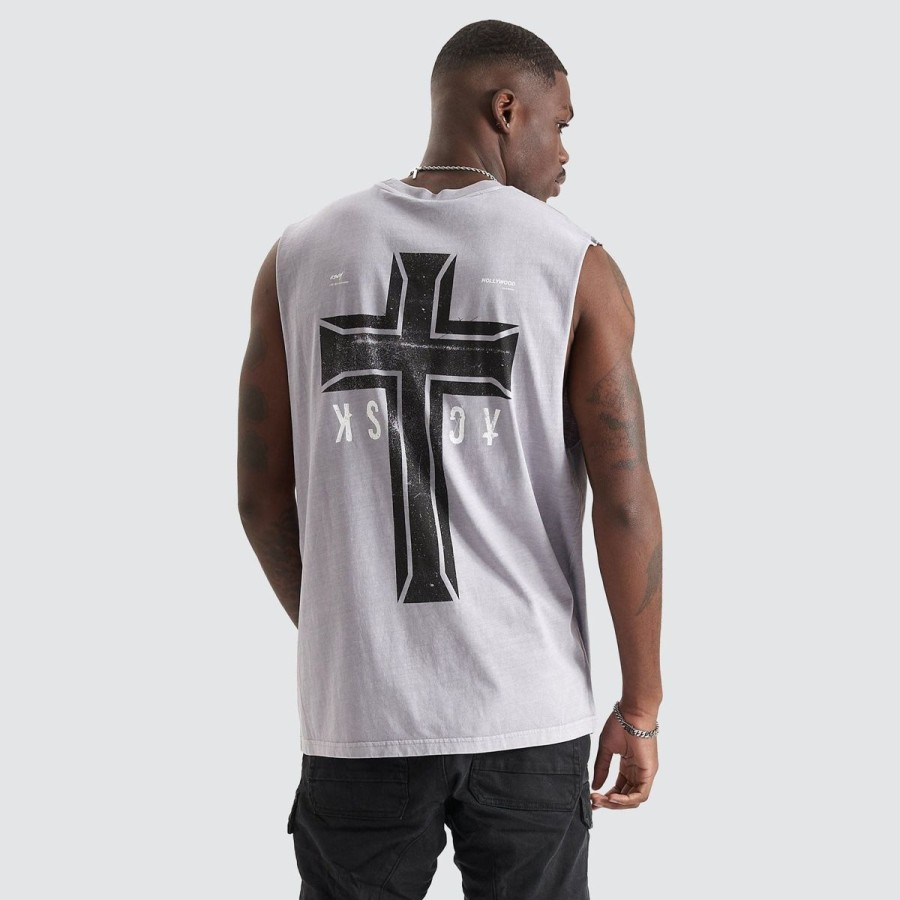 Men Kiss Chacey Tees | Kiss Chacey Mortals Relaxed Fit Muscle- Pigment Silver Sconce