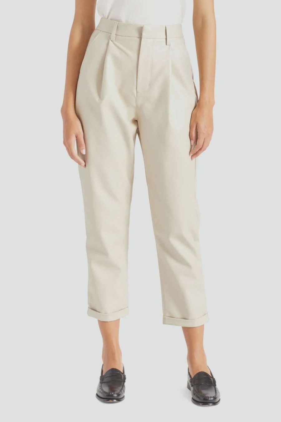 Women Brixton Pants | Aberdeen Faux Leather Trouser Pant-Beige